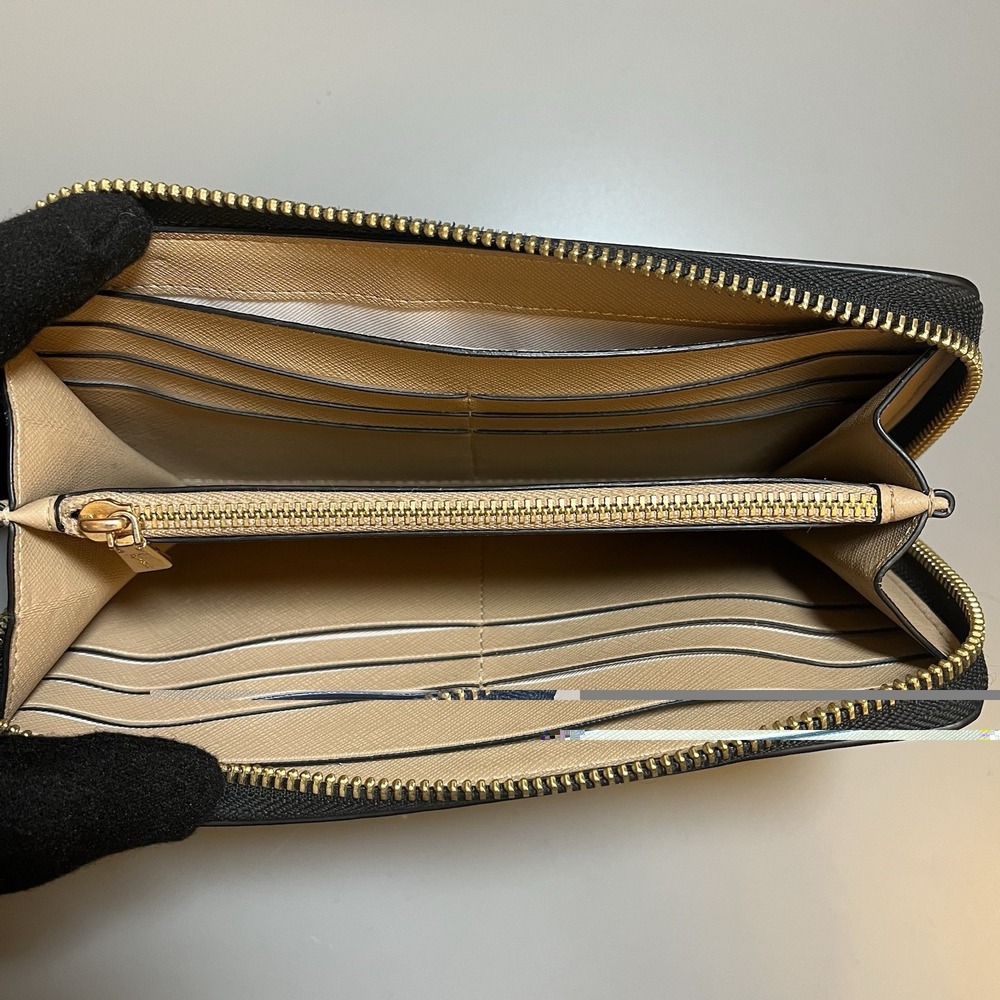 Kate Spade Morgan Beige Black Zip-around Continental Wallet K8955 $198 Retail - Picture 3 of 7